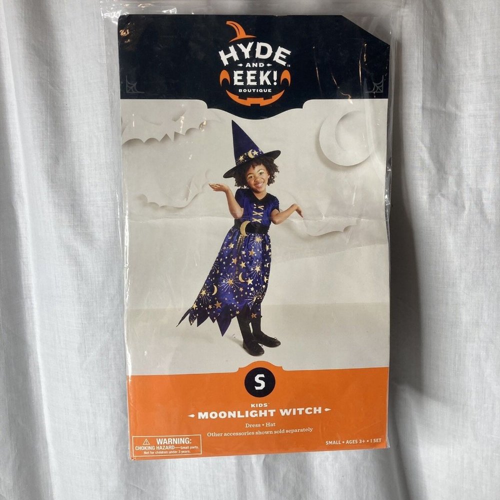 Kids Navy Moonlight Witch Halloween Costume with Hat Small 4-6 Wizard Dress Up